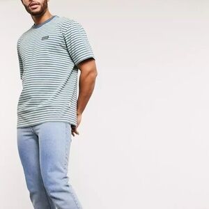 Nicce Riva stripe t-shirt with small logo in blue Size M